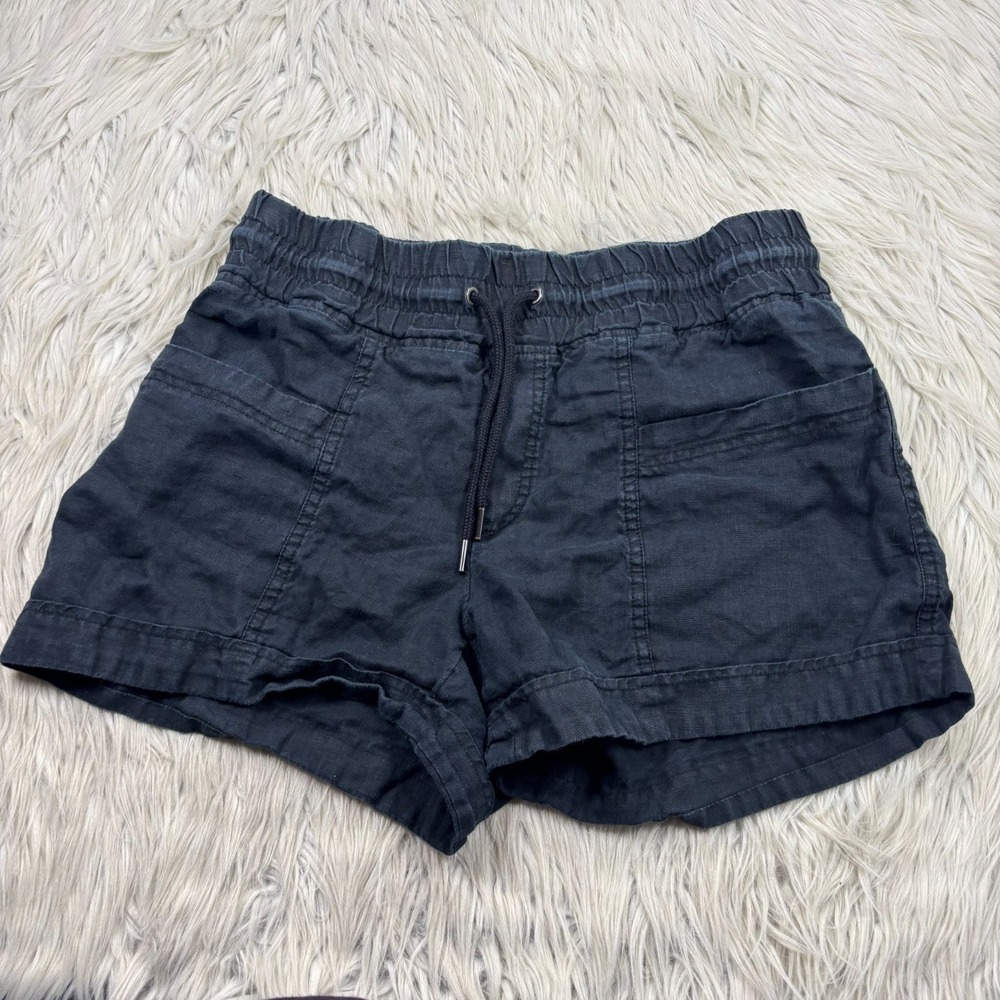 Athleta Women's 6 Black Cabo Linen Shorts Pull On Beachy Breathable